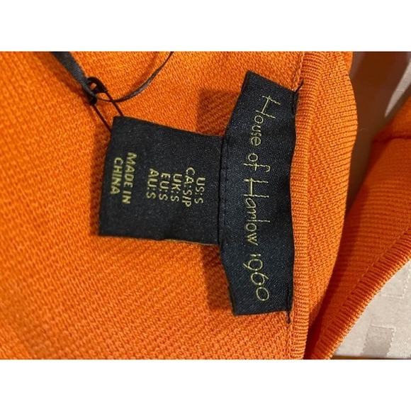NWT House of Harlow 1960 Women's Sleeveless Orange Bodycon Criss Cross Back Sz S - Picture 3 of 5
